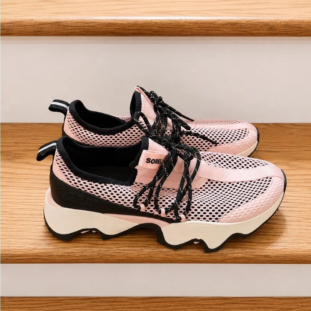 Sorel Pink and Black Mesh Platform Slip-On Sneaker